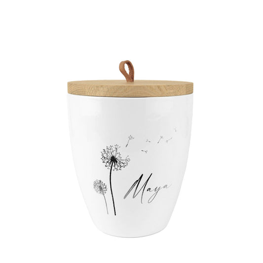 Keramische urn "Blanc met paardenbloem"