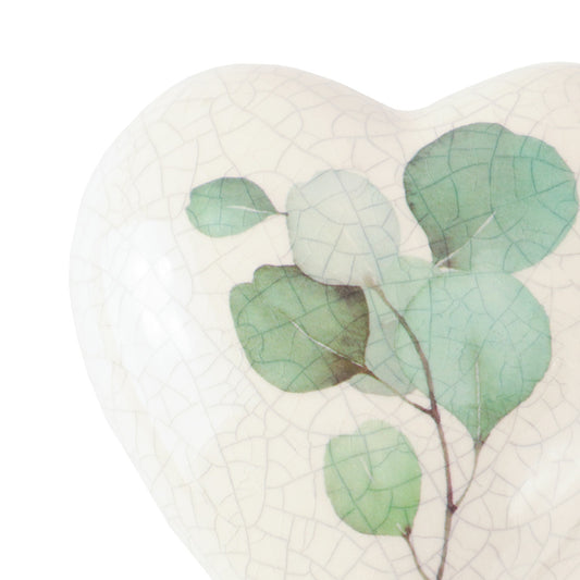 Keramische urn "Heart with Eucalyptus"