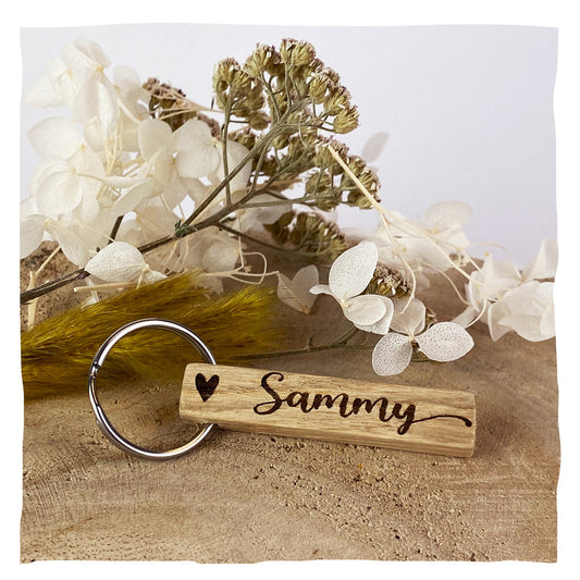 Sleutelhanger "Natuur" - met de naam van uw huisdier in handschrift met motief