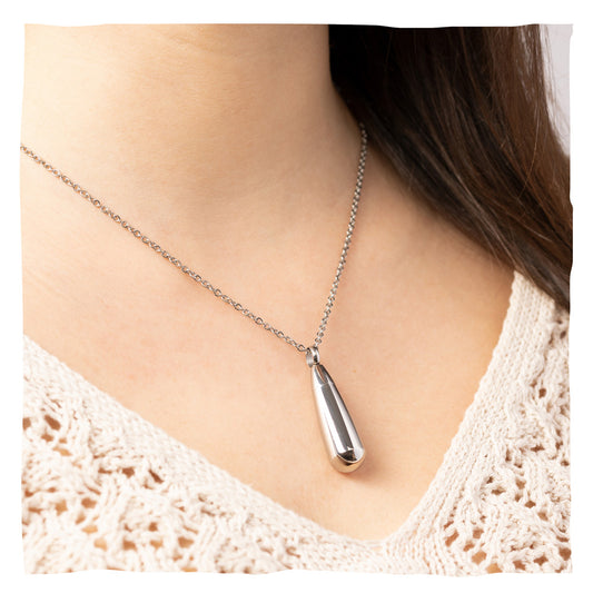 Ashalsketting "Drops" van roestvrij staal - aanpasbaar