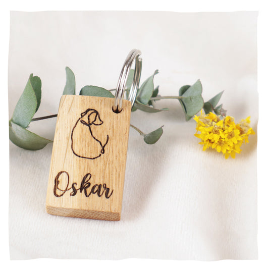 Sleutelhanger "Hond" - met de naam van uw huisdier in handschrift