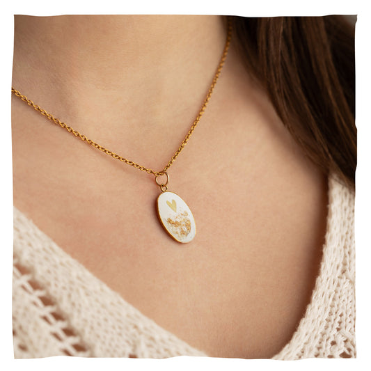 Ashalsketting "Corazón" met de as van uw dier - Oval