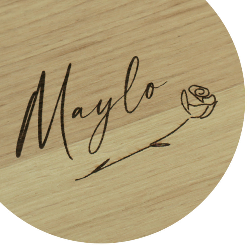 Individuele inscriptie in handschrift met roos