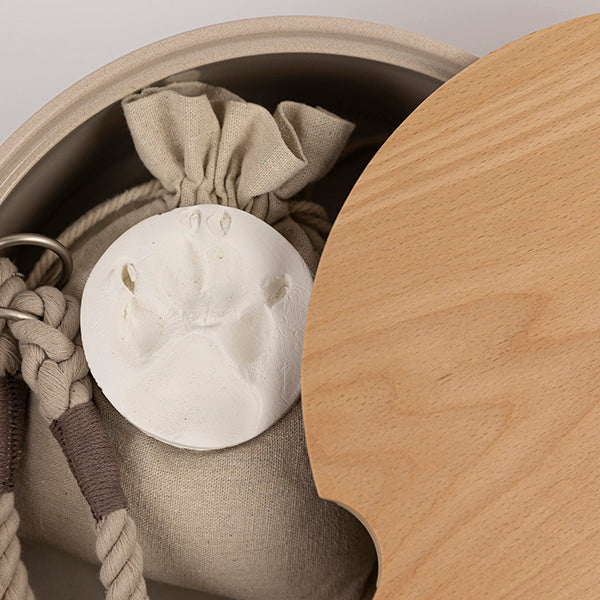 Tweedelige keramische Urn en Ginseng Bonsai (incl. linnen zak)