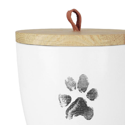 Keramische urn "Blanc met de originele pootafdruk van uw huisdier"
