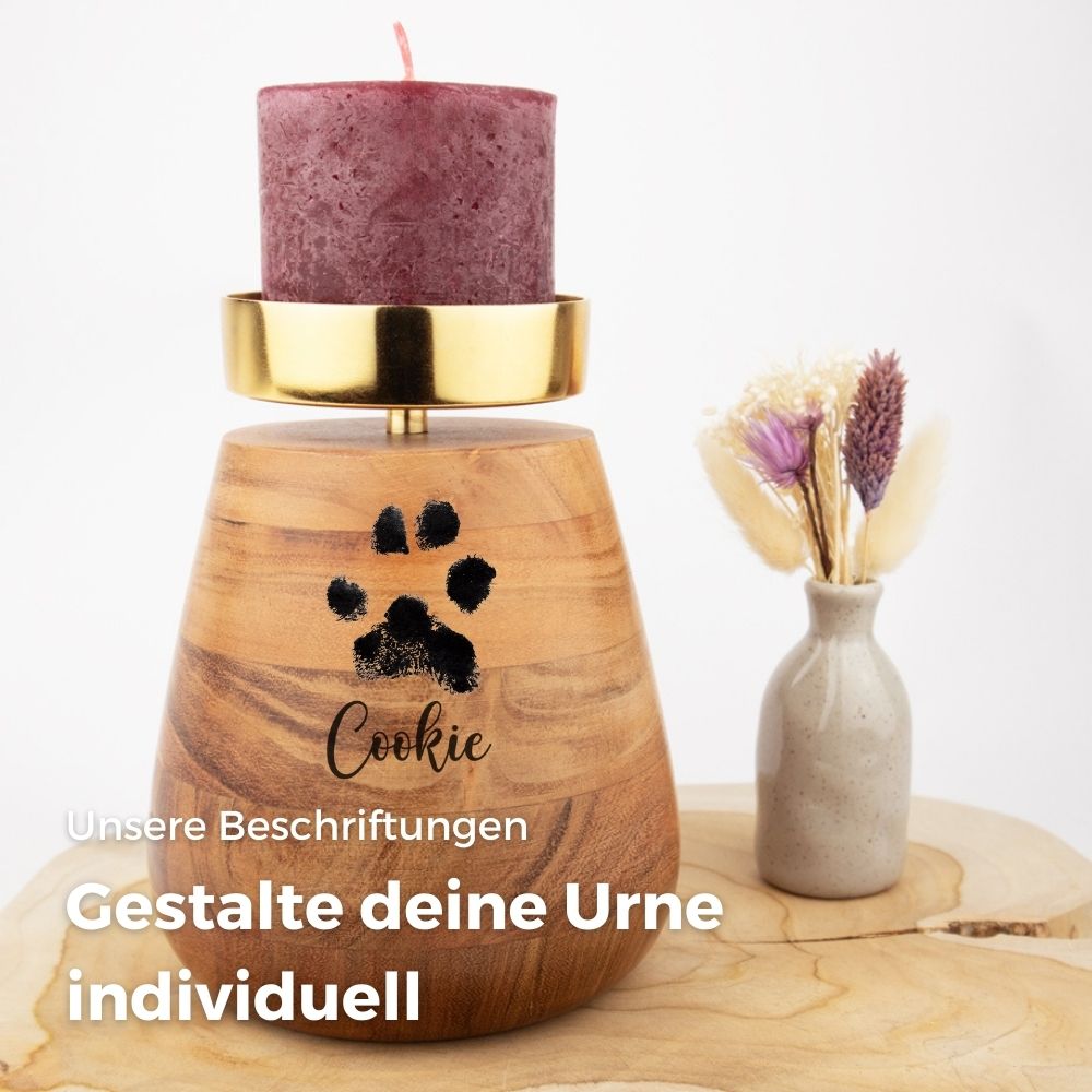 Houten urn “Rays of Light met gedenklicht