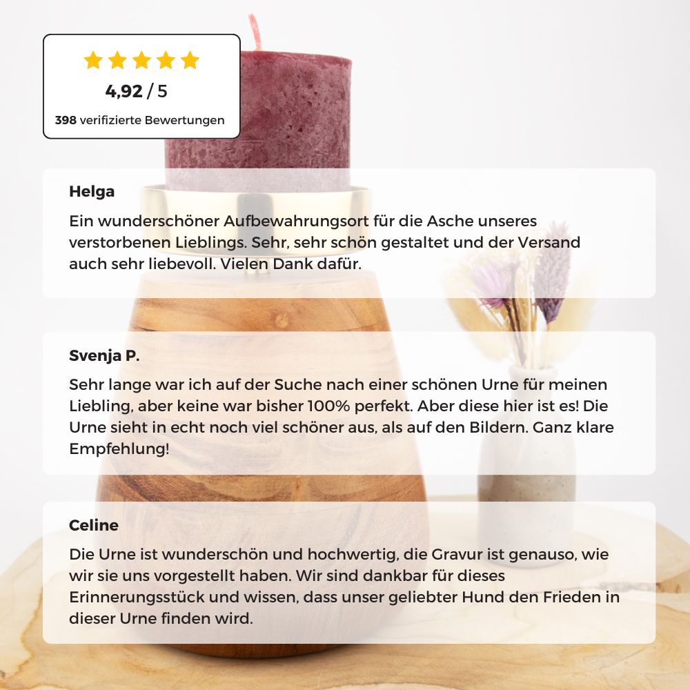 Houten urn “Rays of Light met gedenklicht