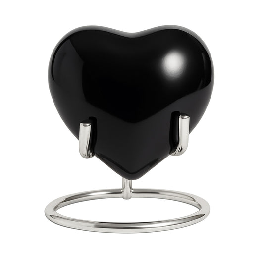 Zwart hart handvuller "Heart" met de as van je huisdier