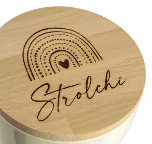 Individuele inscriptie in handschrift met regenboog