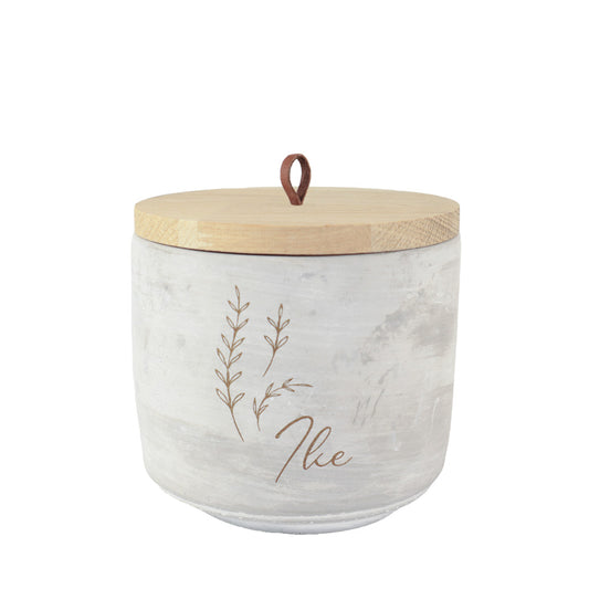 Keramische urn "Bauhaus Beton met Bloem"