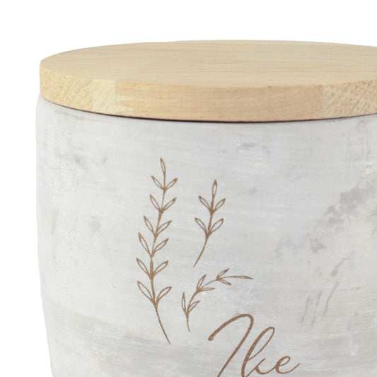 Keramische urn "Bauhaus Beton met Bloem"