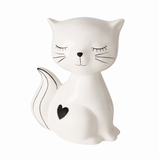 Keramische urn "Witte Kat met Hart"