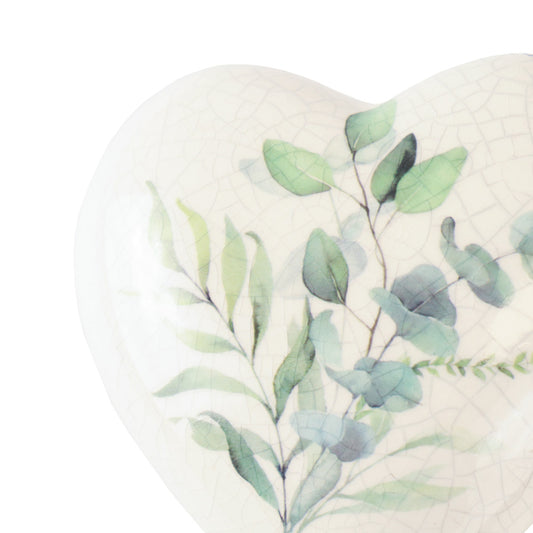 Keramische urn "Heart with Leaves"
