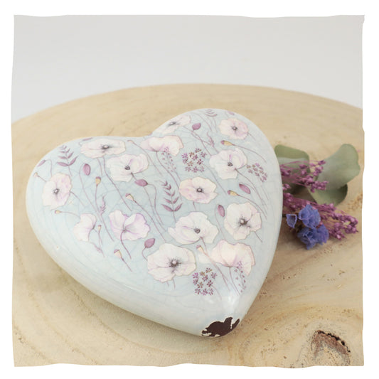 Keramische urn "Heart with Poppy"