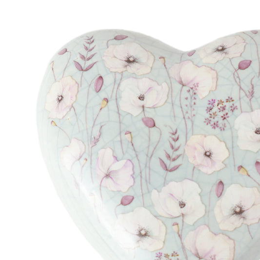Keramische urn "Heart with Poppy"
