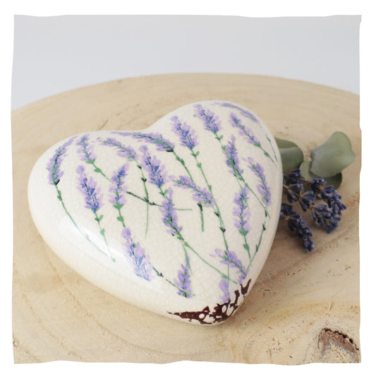 Keramische urn "Heart with Lavender"