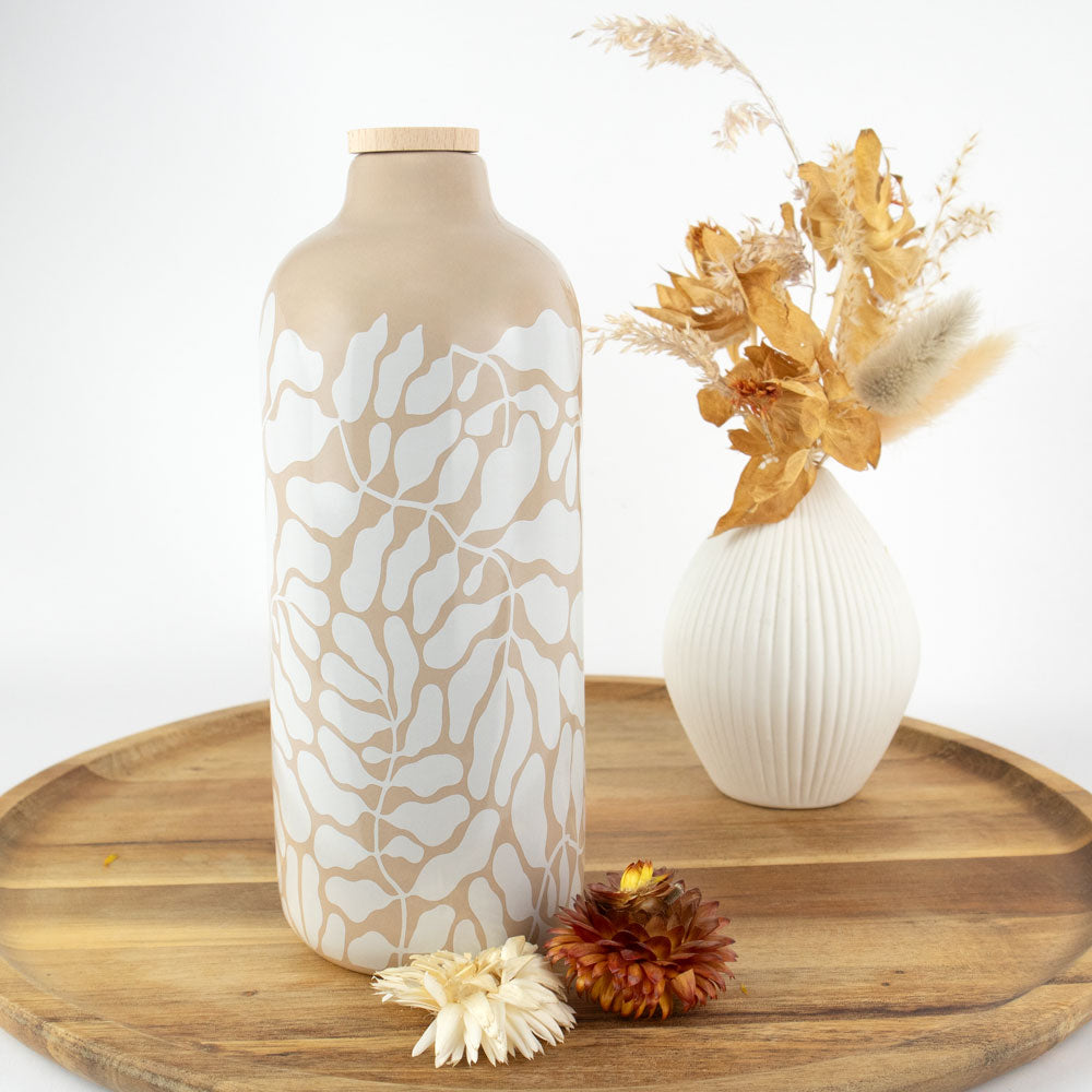 Keramische dierenurn “Wavy Leaves” - hoog