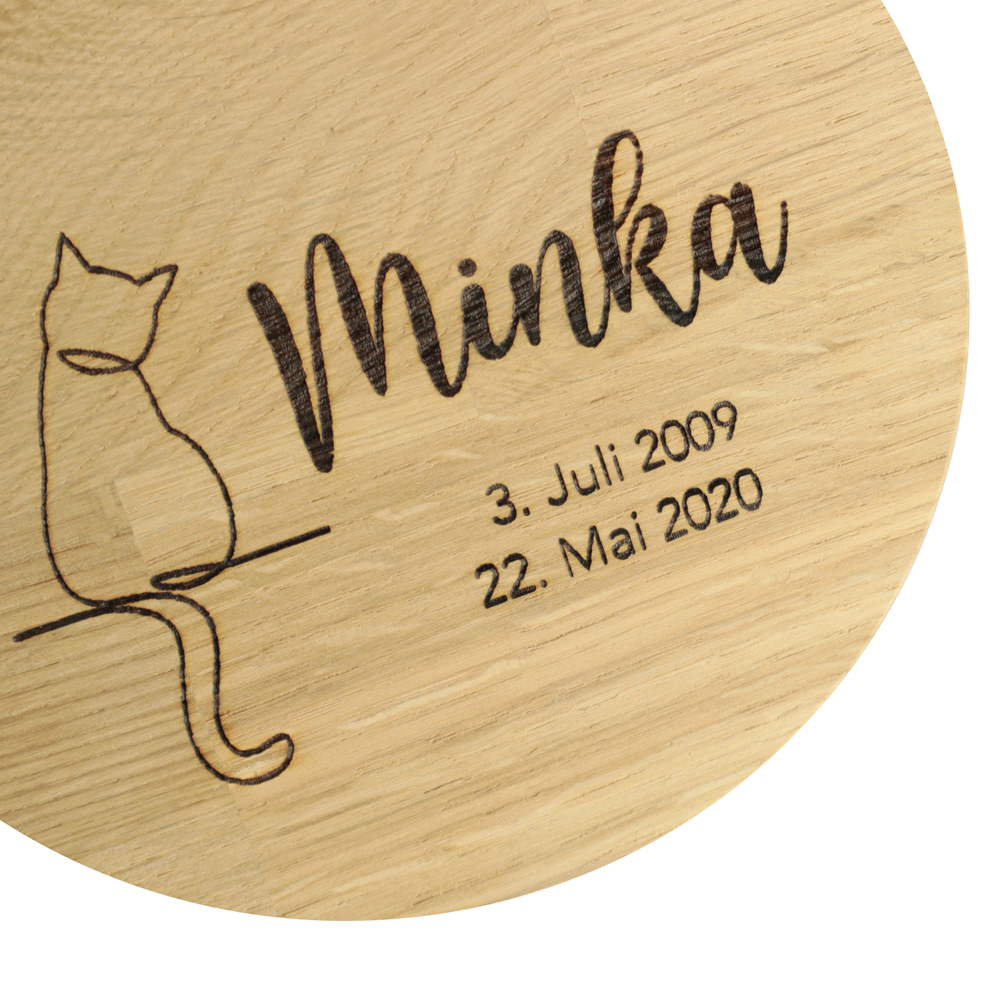 Individuele inscriptie in handschrift - met kattensilhouet en datum