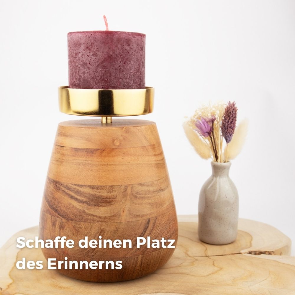 Houten urn “Rays of Light met gedenklicht
